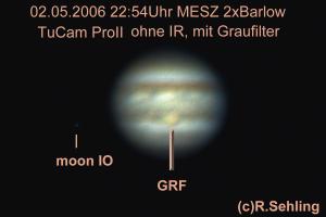 Jupiter am 02.05.2006, von der Terrasse unseres Hauses aus beobachtet.