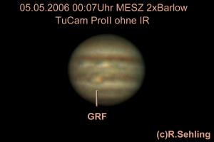 Jupiter am 05.05.2006, von der Terrasse unseres Hauses aus beobachtet.