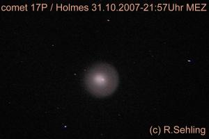 Comet 17P / Holmes on 2007, October 31, recorded with 10inch Newton. image prcessing by Giotto.